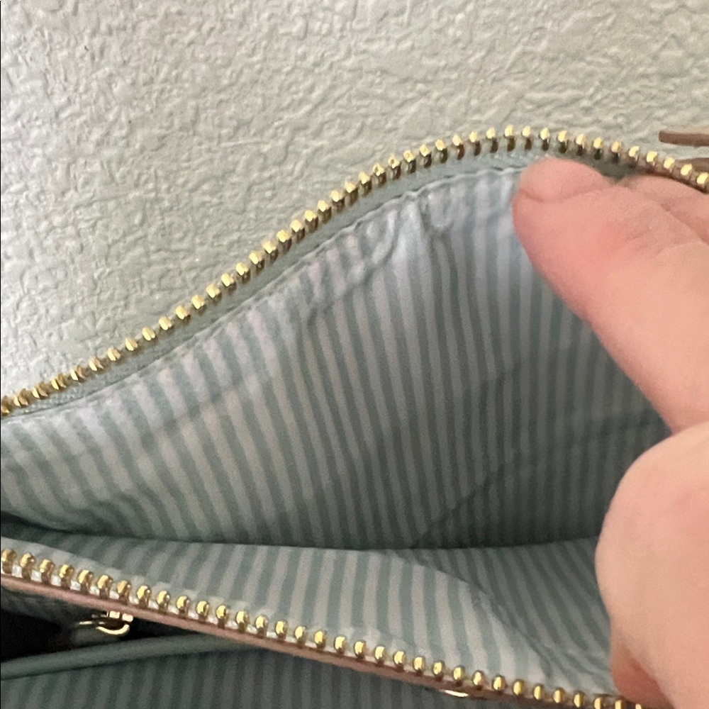 Nanette Lepore Teal and Beige Leather Handbag cross body NWOT - Picture 6 of 10